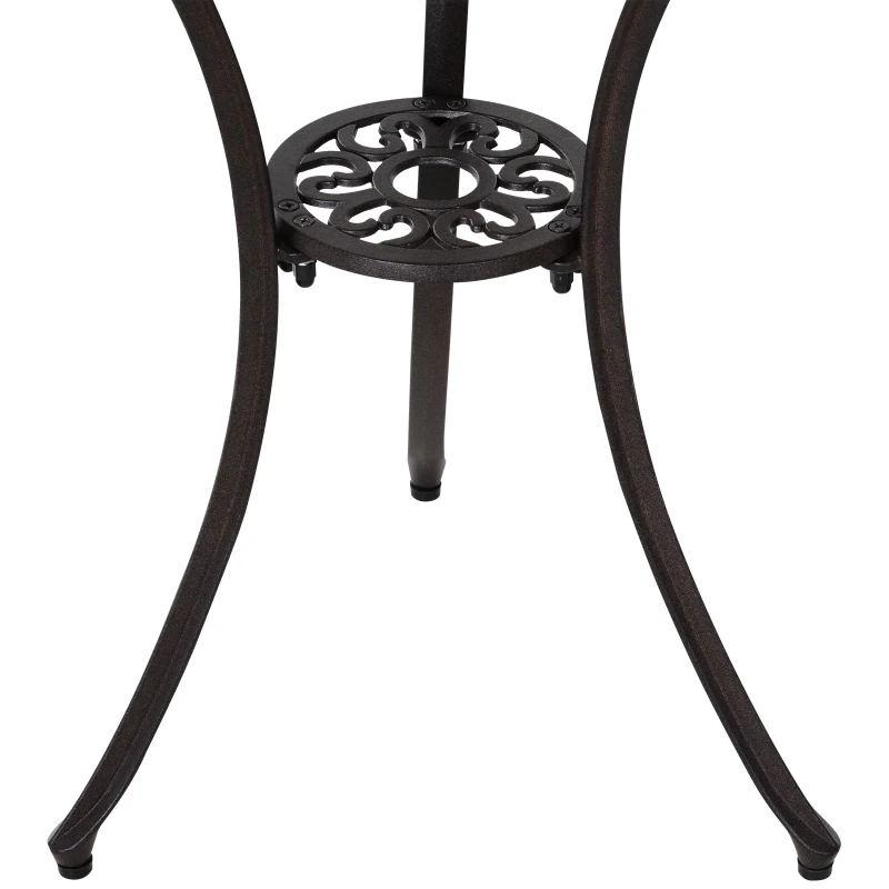 Outsunny Cast Aluminium 2-Seater Outdoor Garden Table & Chair Set Brown