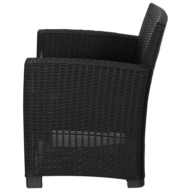 Outsunny 4-Seater Outdoor Garden PP Rattan Effect Furniture Set w/ Cushion Black