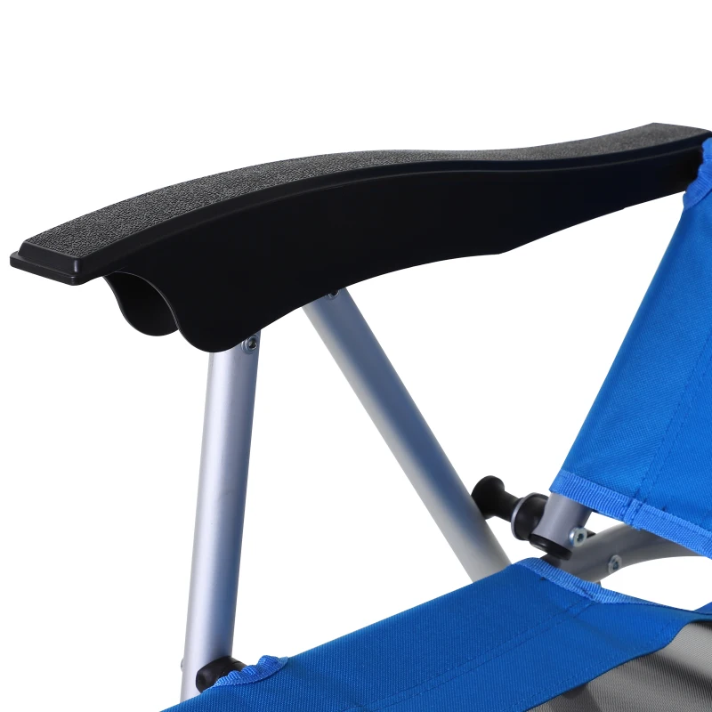 Outsunny Metal Frame 3-Position Adjustable Outdoor Garden Chair w/ Headrest Blue