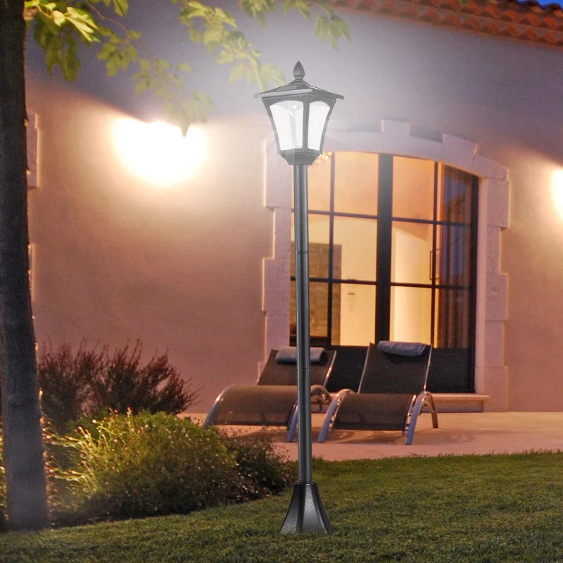 Outsunny Solar Powered Lamp Post, IP44, 18Lx18Wx160H cm-Black