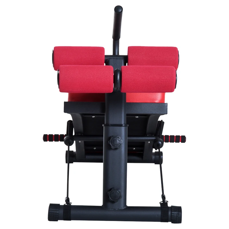 HOMCOM Trainingsbank sit-upbank buikspiertrainer multifunctioneel met trainingsbanden fitness staal zwart 140 L x 73 B x 57 H cm