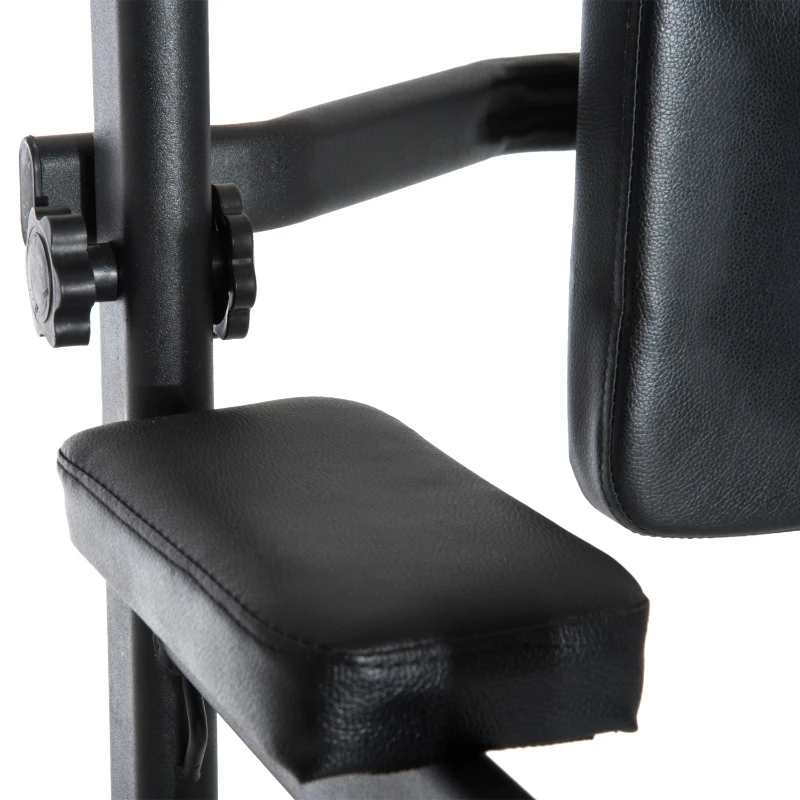 HOMCOM Krachtstation met optrekstang, multifunctioneel dipstation, trainingsapparaat voor thuis, staal, zwart, 124 x 86 x 172–224 cm