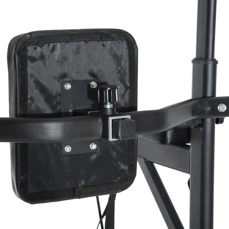 HOMCOM Krachtstation met optrekstang, multifunctioneel dipstation, trainingsapparaat voor thuis, staal, zwart, 124 x 86 x 172–224 cm