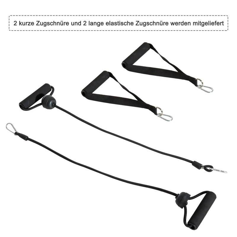 HOMCOM Krachtstation met optrekstang, multifunctioneel dipstation, trainingsapparaat voor thuis, staal, zwart, 124 x 86 x 172–224 cm