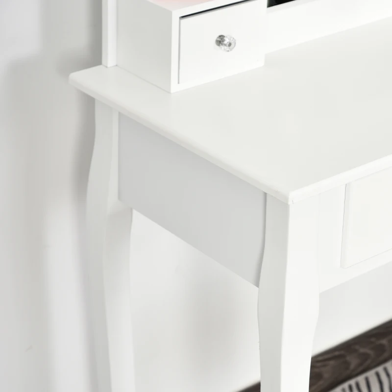 Toaletka stolik na kosmetyki z taboretem lustrem i 5 szufladkami kolor biały