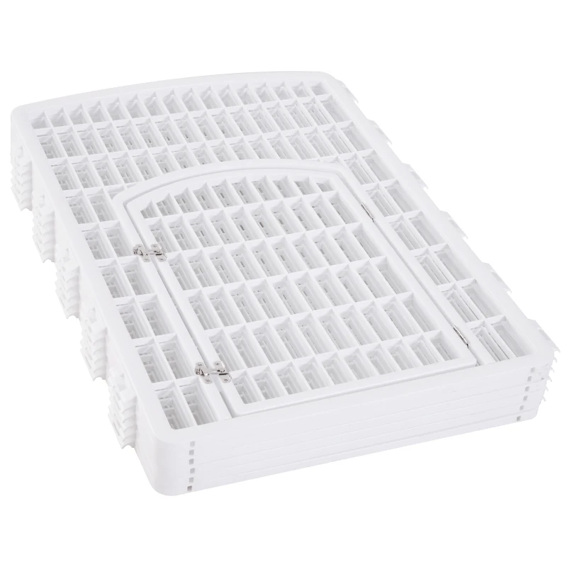 PawHut® Kojec Wybieg dla Szczeniaków Zwierząt Domowych 6 Części Drzwiczki sześciokąt tworzywo - polipropylen nierdzewny biały Ø135 x H95 cm