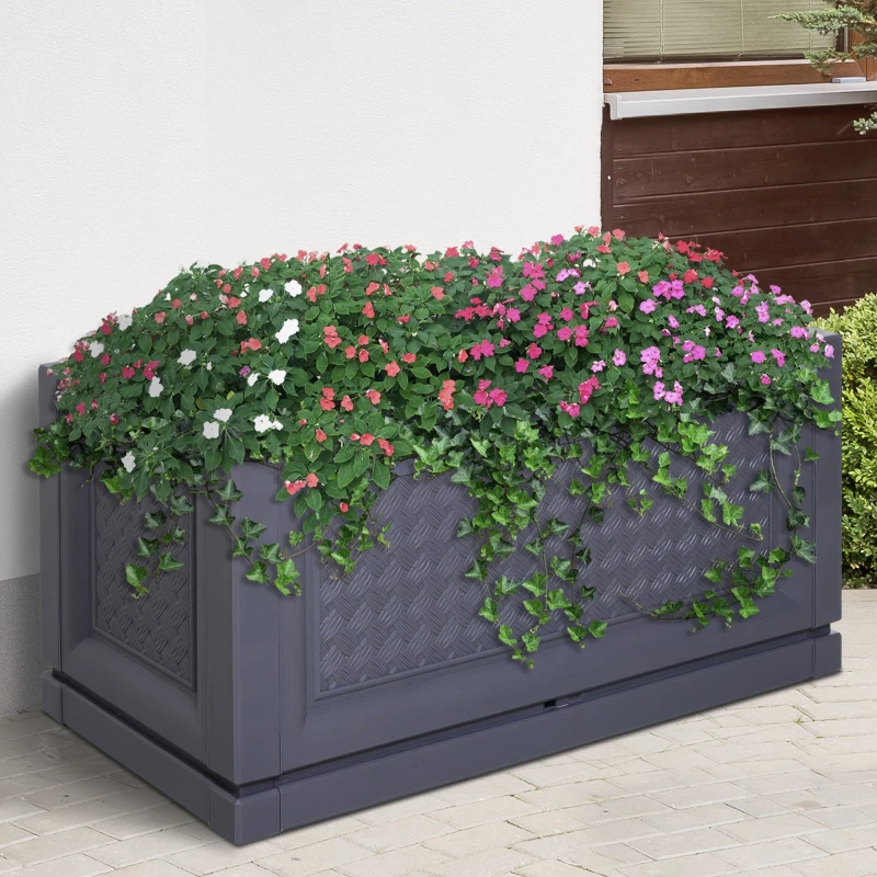 Grządka podwyższona skrzynia na rośliny donica szara 80 x 40 x 38 cm Outsunny