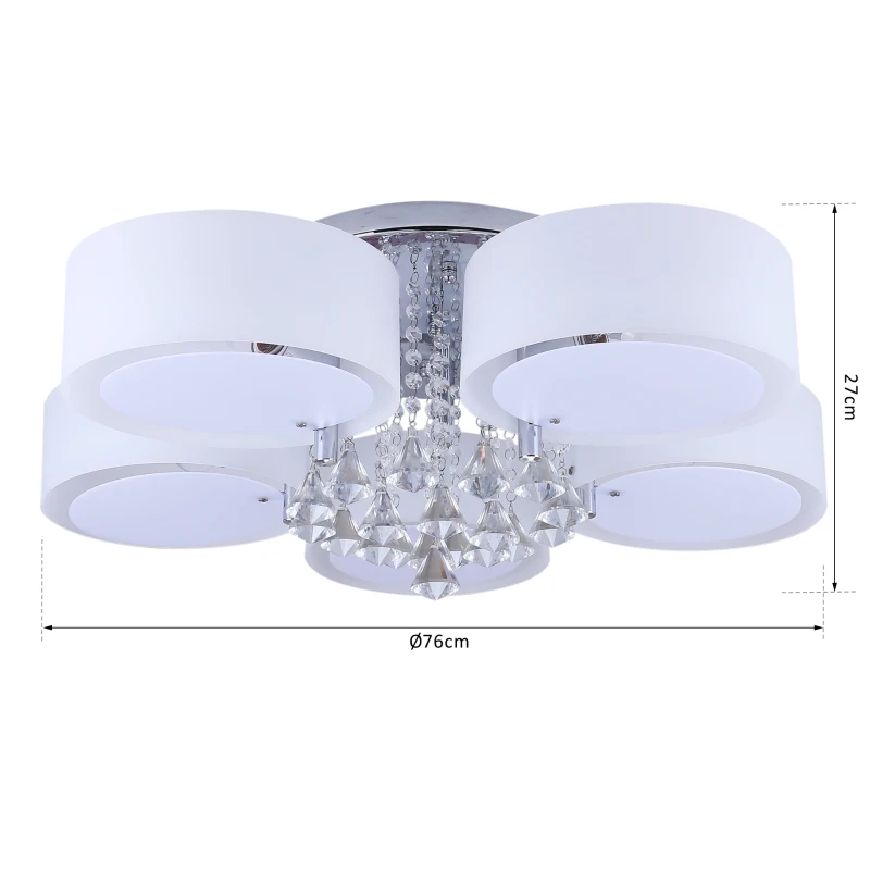 HOMCOM® LAMPA SUFITOWA ŻYRANDOL kryształowy 5xE27 OPRAWA 40W biała