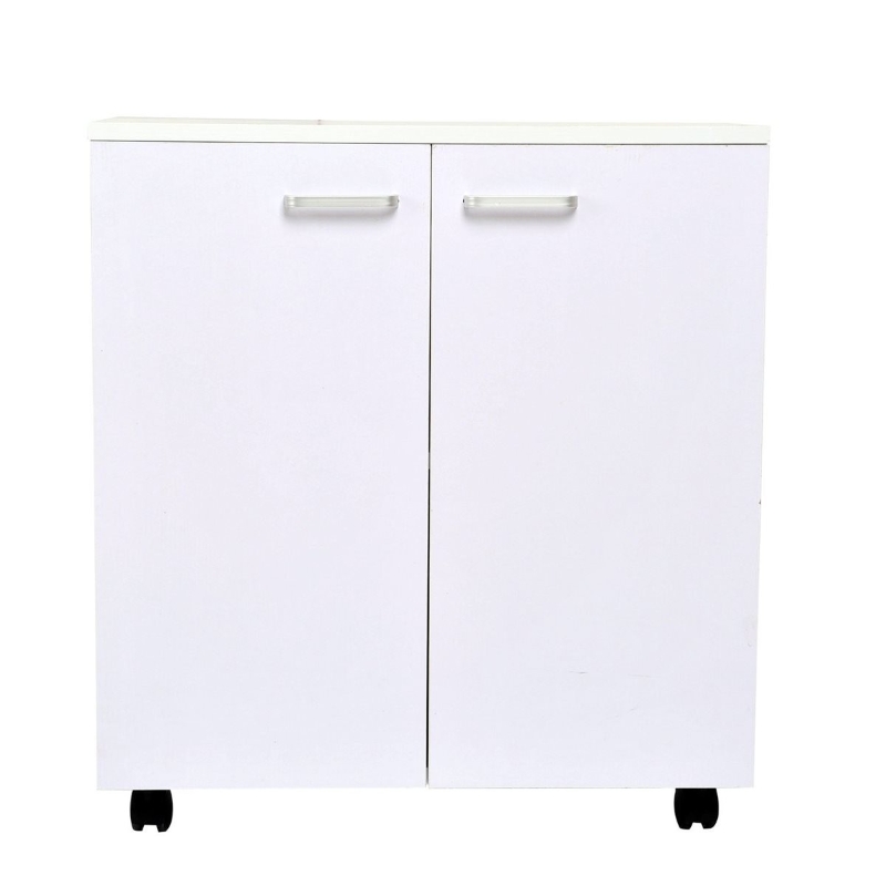 HOMCOM Szafka Komoda Szafka kuchenna Szafka na kółkach Wózek wielofunkcyjny biały 60 × 35 × 65 cm