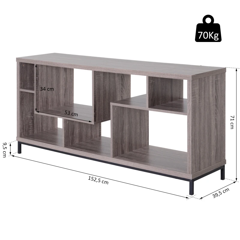 HOMCOM® STOLIK RTV SZAFKA Z PÓŁKAMI płyta wiórowa jasnobrązowy 152,5 x 39,5 x 71 cm