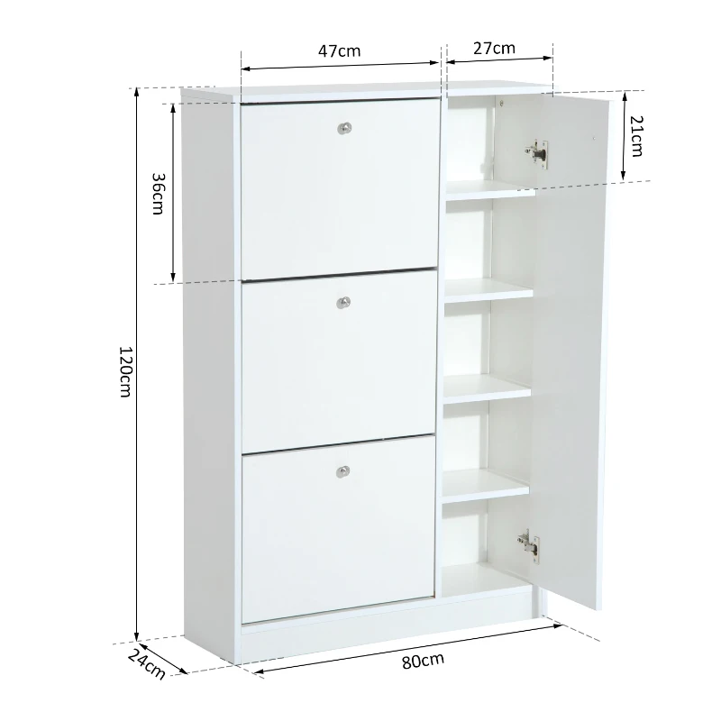 HOMCOM SZAFKA NA BUTY REGAŁ 3 PÓŁKI BIAŁA