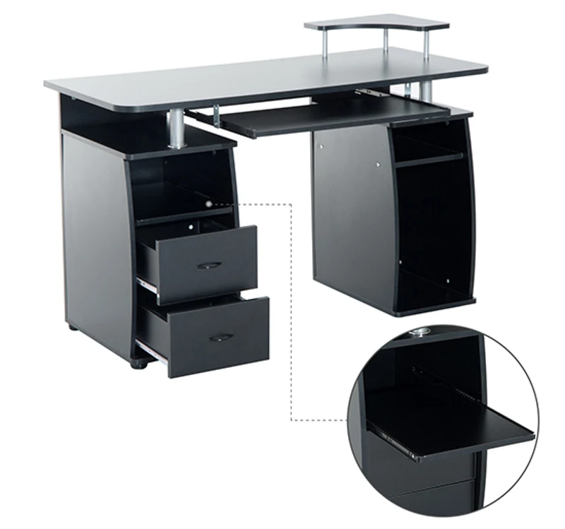 HOMCOM BIURKO KOMPUTEROWE BIUROWE czarne