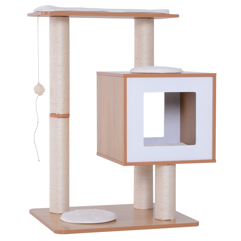 PawHut® DRAPAK DLA KOTA DRZEWKO DO WSPINANIA SIZAL PODUSZKA PIŁKA naturalny 56 x 48 x 80 cm