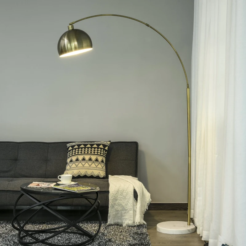 Lampa łukowa z regulowanym kloszem E27 lampa podłogowa łukowa podstawa z marmuru metal