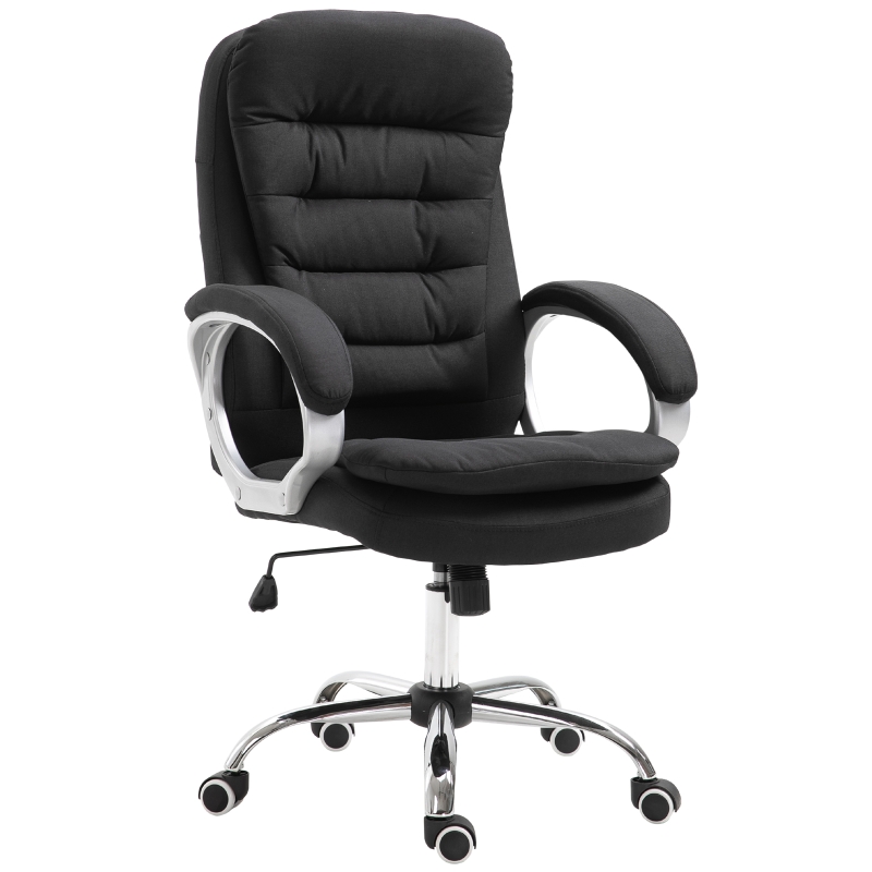 Krzesło biurowe Vinsetto krzesło obrotowe 360° ergonomiczne funkcja przechylania regulowana wysokość kolor czarny tkanina 64 x 75–103-111 cm