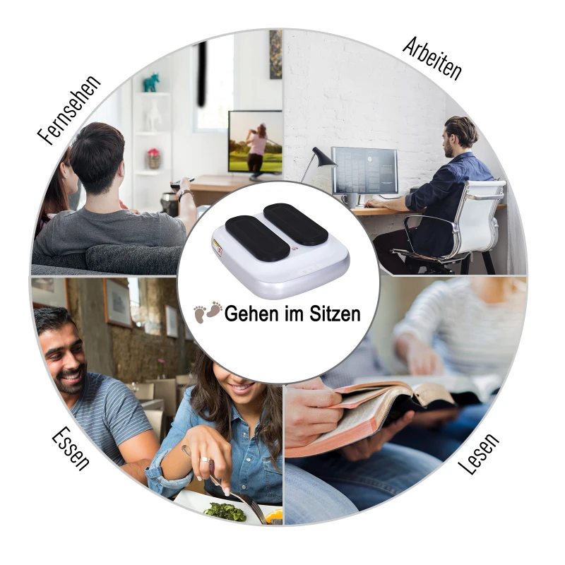 HOMCOM® TRENER NÓG TRENAŻER ELEKTRYCZNY 5-STOPNIOWA REGULACJA stal + guma ABS biały + czarny 46 x 40,5 x 13,5 cm