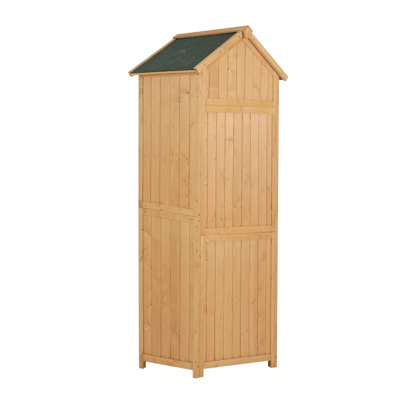 Outsunny® Domek Ogrodowy Narzędziownia Szopa z Półkami Dach Asfaltowy Okno Drewniany Naturalny 77 X 54,2 X 179 cm