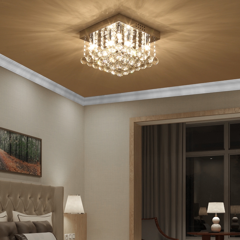 HOMCOM® LAMPA SUFITOWA ŻYRANDOL kryształowy 25W stal szlachetna
