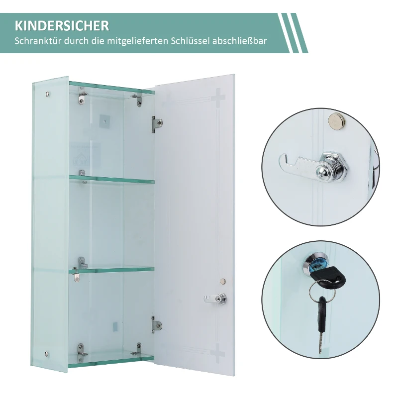 HOMCOM SZAFKA NA LEKARSTWA Z 3 KOMORAMI biała