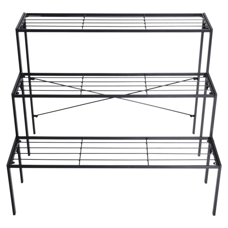 Outsunny® STOJAK NA KWIATY SCHODKI KWIETNIK REGAŁ ŁAWKA metal czarny 85 x 65,5 x 66 cm