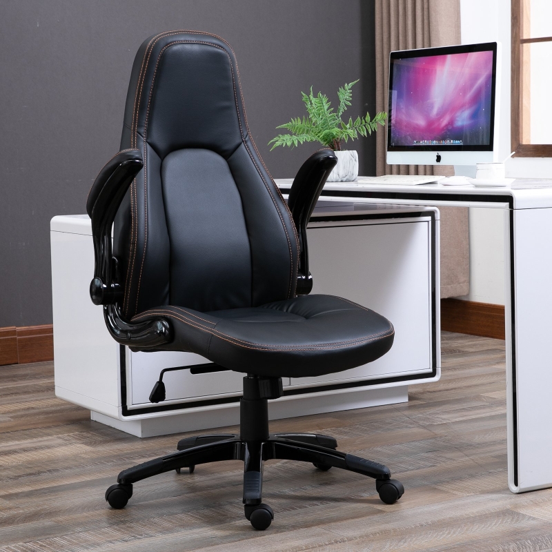 Vinsetto® Fotel Biurowy Komputerowy Regulacja Wysokości Funkcja Kołysania Obrotowy 360° PU Kawowy 64 X 63 X 117-124 cm