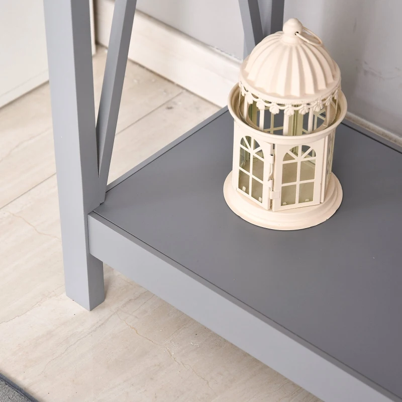 Homcom® Stolik Konsola z 2 Szufladami Kredens Przedpokój Lite Drewno Szary