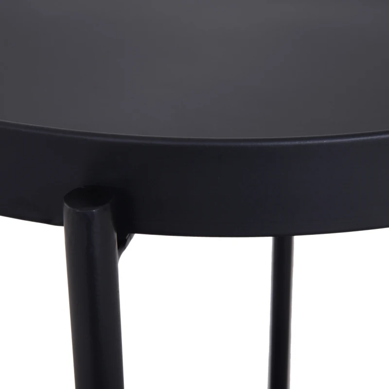 HOMCOM® ŁAWA STOLIK KAWOWY TACA metal czarny 51 x 65 cm (ØxW)