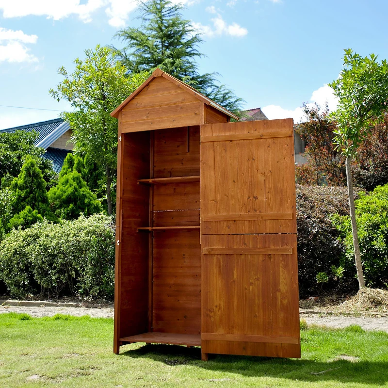 Outsunny drewniana szafa ogrodowa daszek jednospadowy szopa domek narzędziowy szafka ogrodowa na narzędzia