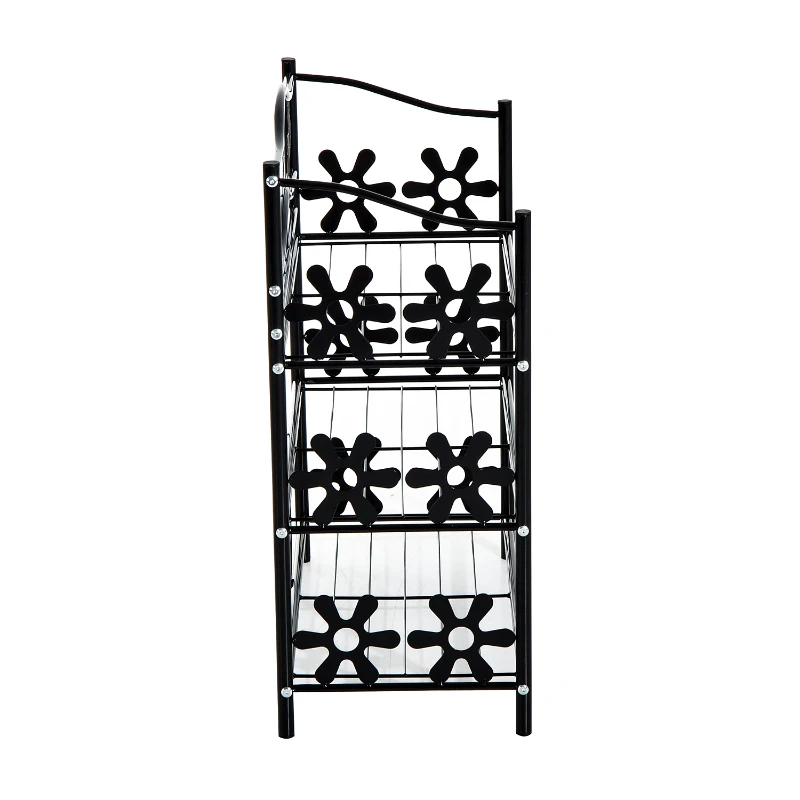 HOMCOM® SZAFKA NA BUTY REGAŁ METALOWY STOJĄCY STOJAK NA ROŚLINY 3-POZIOMOWY metal czarny 59 x 29,8 x 72 cm
