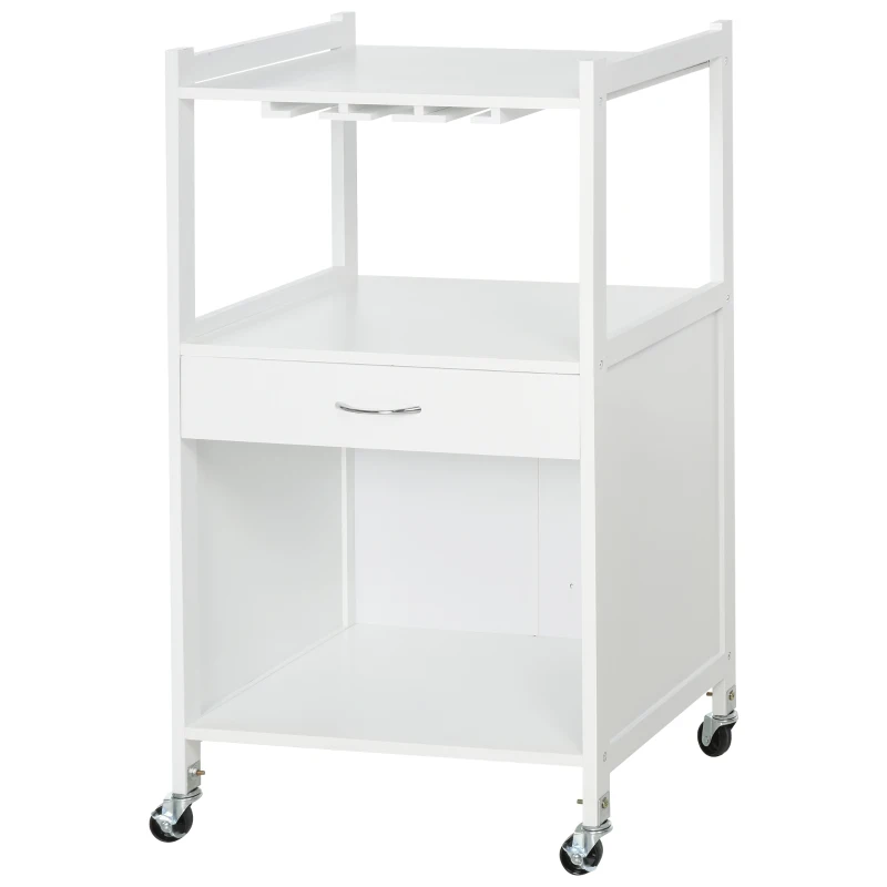 Wózek kuchenny wózek do serwowania wózek do serwowania z półką na wino biały