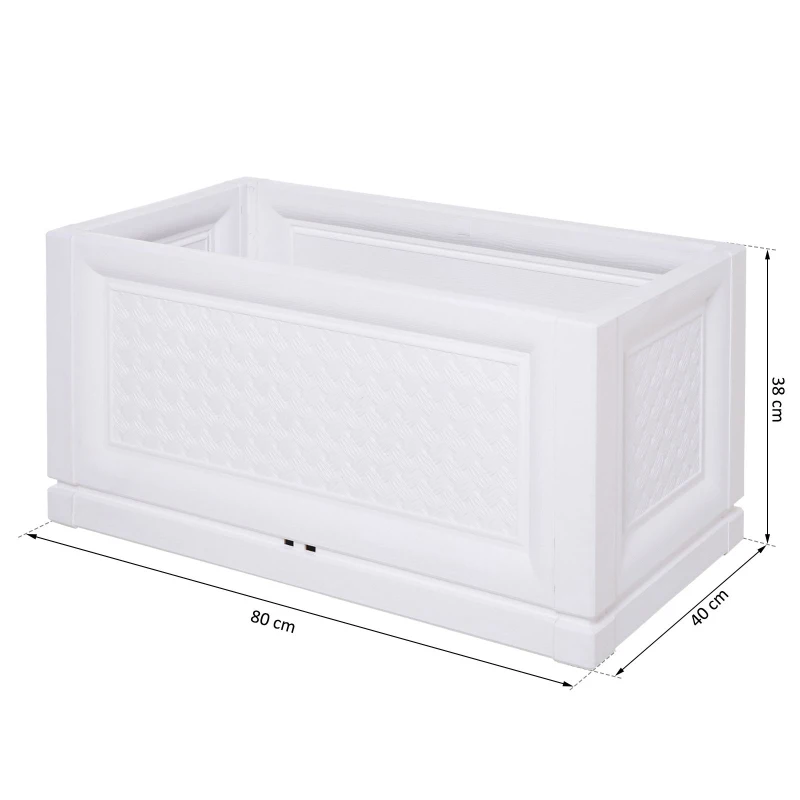 Donica Podwyższona grządka skrzynia na rośliny PP kolor biały 80 x 40 x 38 cm Outsunny