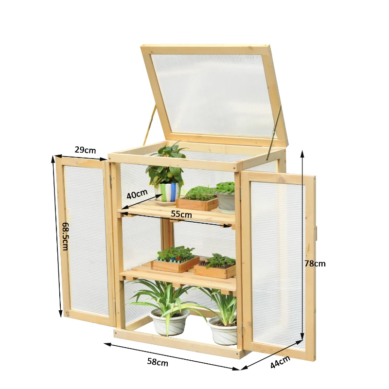 Outsunny STELAŻ SZAFKA NA ROŚLINY drewniana