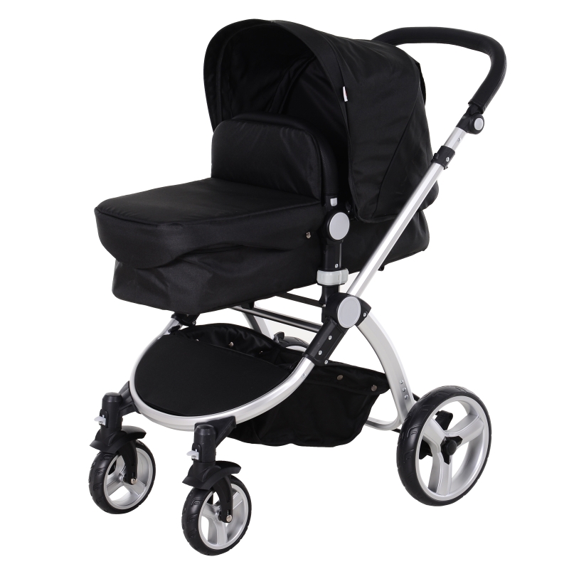 HOMCOM® Wózek Dziecięcy 3 w 1 Buggy Gondola Fotelik Samochodowy Ciemnoszary