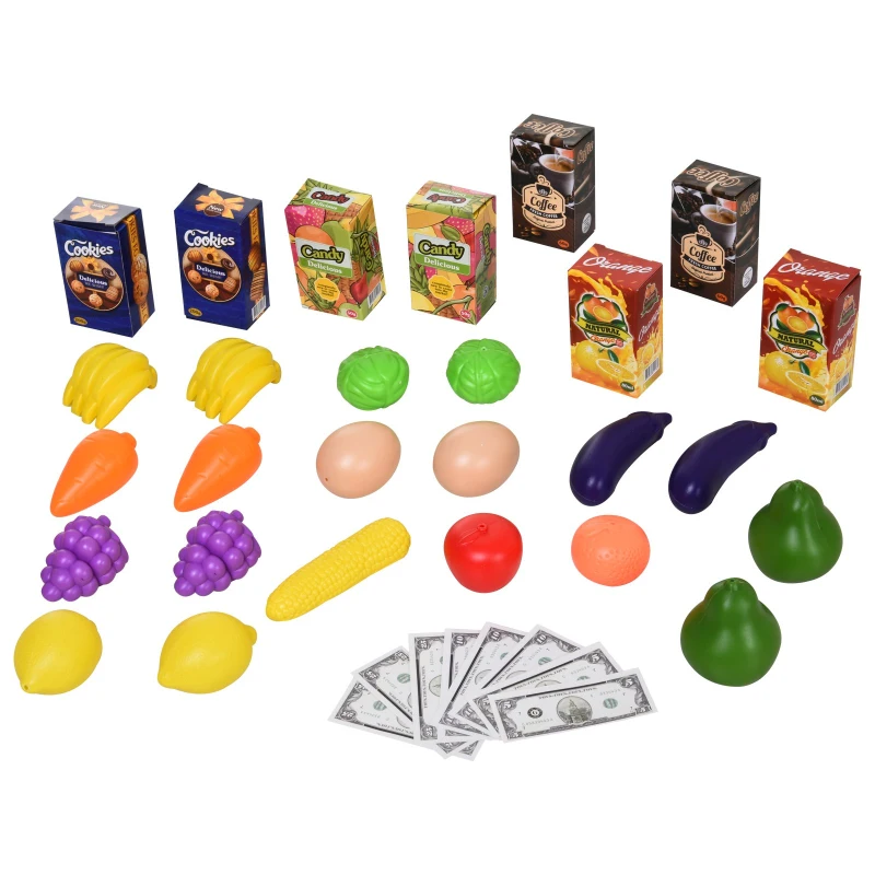 Homcom® Wózek na Zakupy dla Dzieci Zabawka Sklepik Tworzywo Sztuczne Różowy