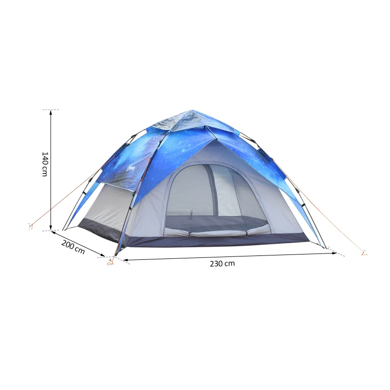 Namiot kempingowy turystyczny kopułowy dla 3-4 osób poliester Outsunny