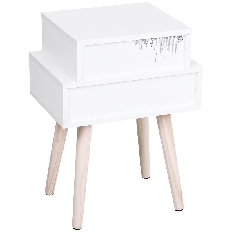 HOMCOM® Szafka Nocna Do Pokoju Dziecięcego Zestaw 2 Szafek 2 Szuflady Płyta MDF Różowa