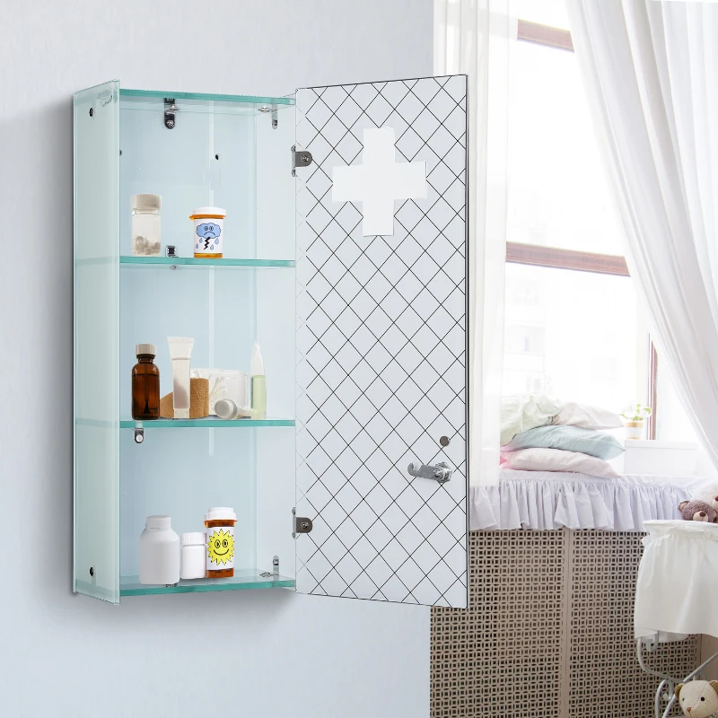 HOMCOM SZAFKA NA LEKARSTWA Z TRZEMA KOMORAMI biała