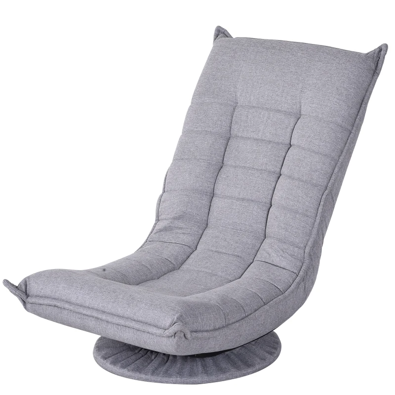 HOMCOM® SKŁADANE KRZESŁO TAPICEROWANE OBICIE SIEDZENIA I OPARCIA Z LNU jasnoszary 64 x 93 x 80 cm