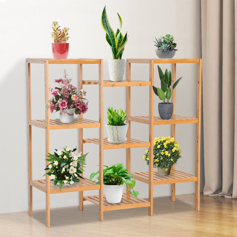 HOMCOM® REGAŁ ŁAZIENKOWY STOJĄCY bambusowy 9 PÓŁEK DIY