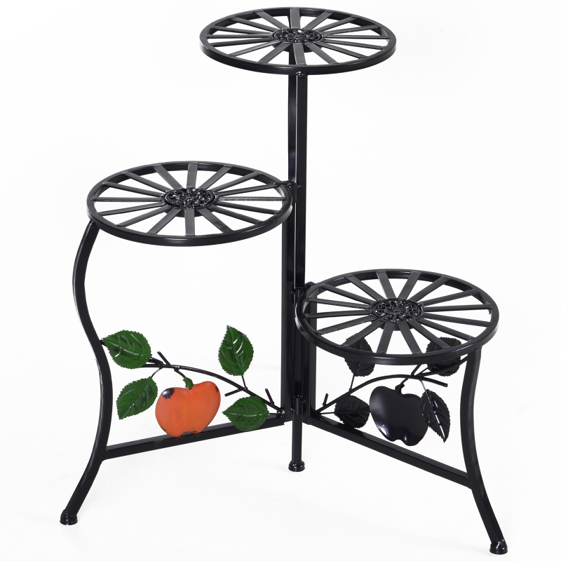 Kwietnik regał na rośliny 3 półki stojak na rośliny retro dekoracja metal Outsunny