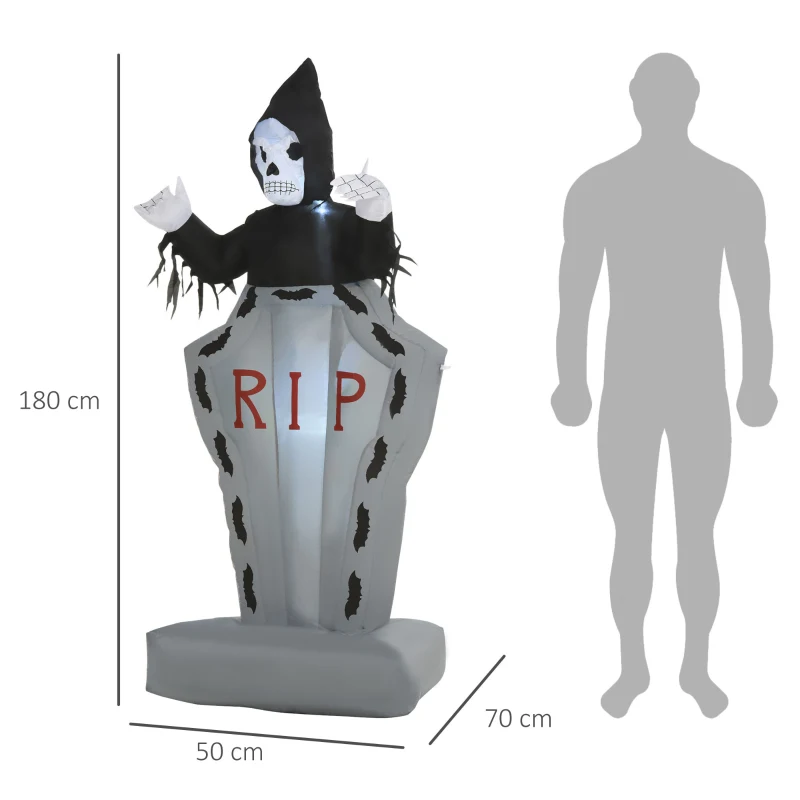 Halloween Nadmuchiwany duch z nagrobkiem świecąca zjawa dekoracja 180 cm