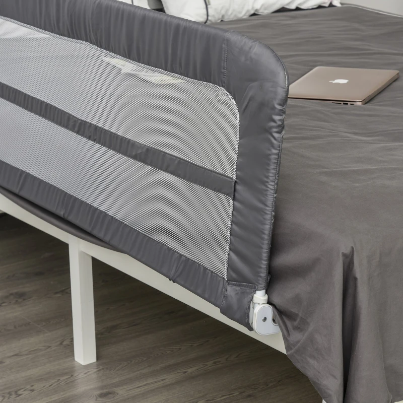 Barierka do łóżka 150 cm barierka ochronna na łóżko zabezpieczenie przed wypadnięciem dla małych dzieci składana szara