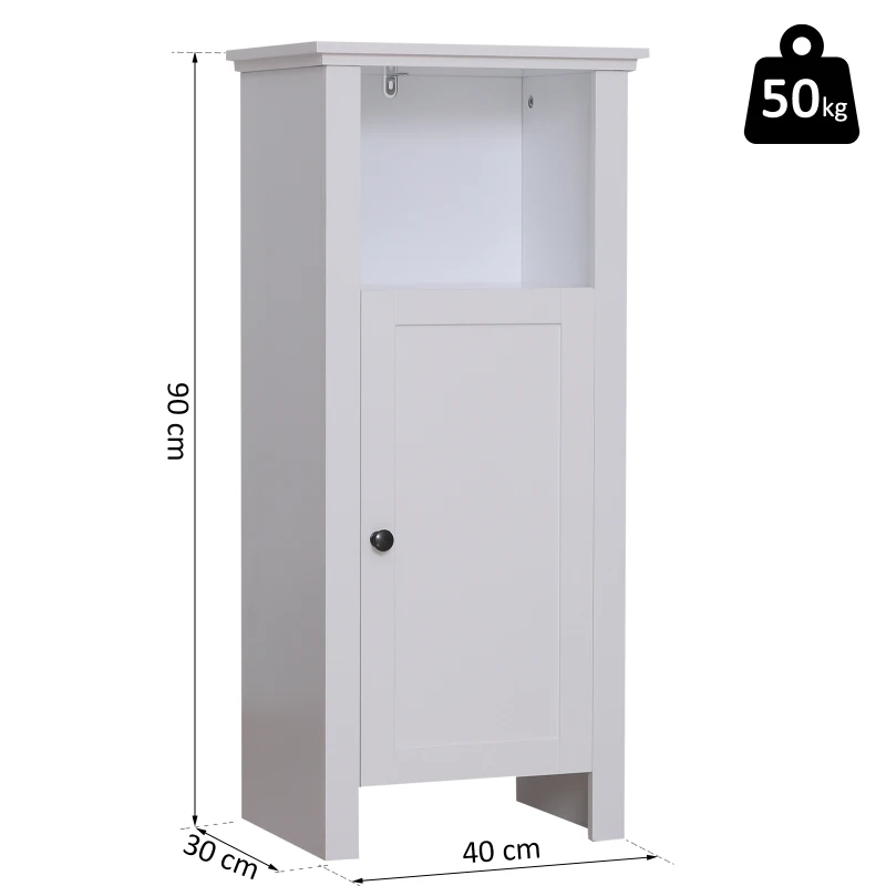 HOMCOM® SZAFKA ŁAZIENKOWA ŚCIENNA MEBLE DO ŁAZIENKI 3 PÓŁKI drewno biała 40 x 30 x 90 cm
