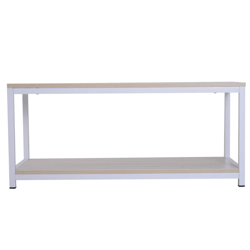Vinsetto® STOLIK KAWOWY DO SALONU PRZEDPOKOJU PÓŁKA STYL SKANDYNAWSKI DREWNO + METAL naturalny + biały 100 x 40 x 44,5 cm