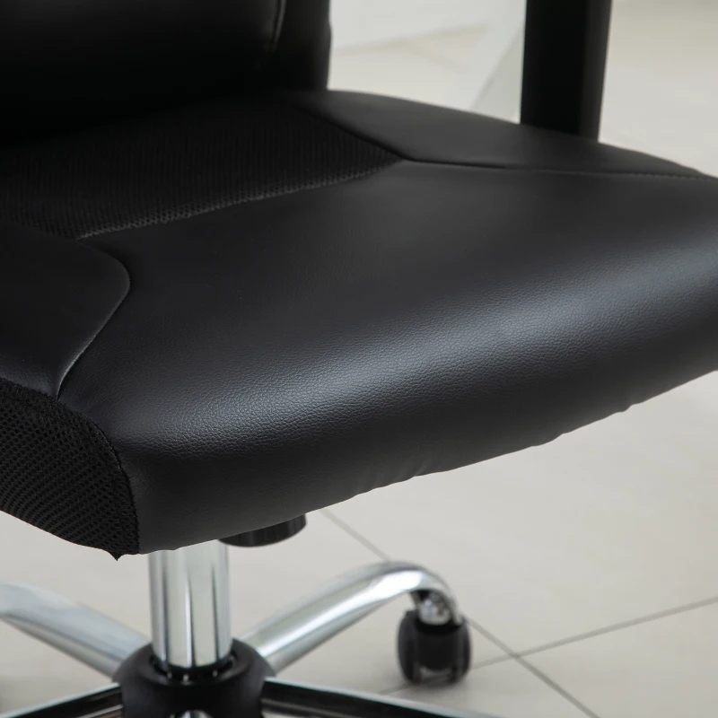 Vinsetto fotel do masażu, fotel biurowy z funkcją masażu, krzesło obrotowe z regulacją wysokości, ergonomiczne krzesło do gier, krzesło biurowe z masażem, poliuretan, metal, czarne, szer. 63 x 63 x 113-123 cm