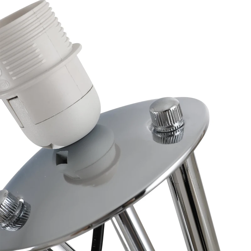 Lampa podłogowa HOMCOM, lampa stojąca z abażurem z tkaniny metalowa podstawa na trzech nogach, metal + PS + materiał (poliester, bawełna), kolor srebrny + biały 48 x 48 x 162 cm