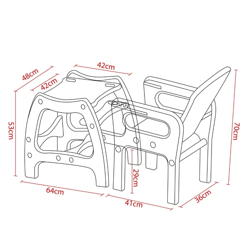 HOMCOM KRZESEŁKO DO KARMIENIA BUJANE FOTELIK 3w1 różowo-białe