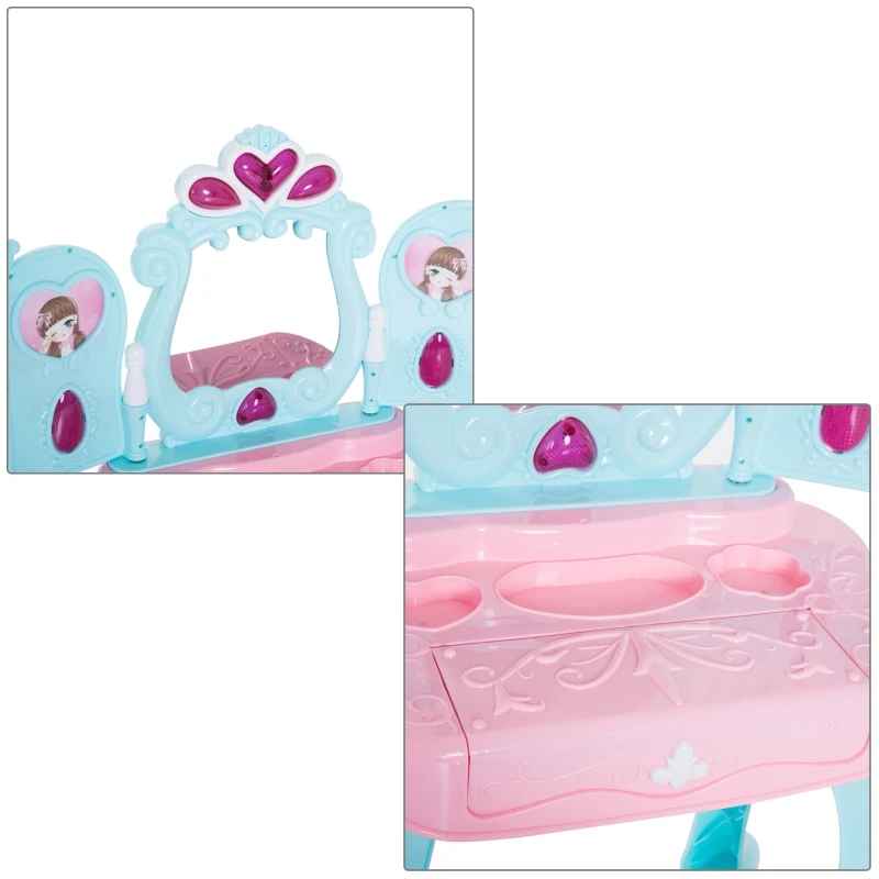 HOMCOM TOALETKA DLA DZIECI Z MUZYKĄ I ŚWIATŁEM kolorowa