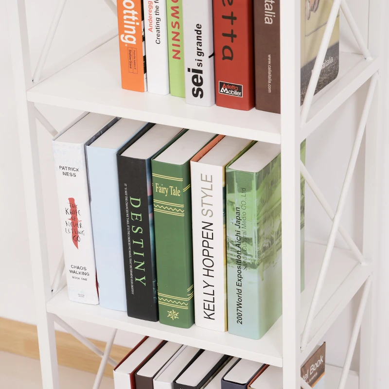 HOMCOM® REGAŁ NA KSIĄŻKI STOJĄCY 4 PÓŁKI metalowy biały