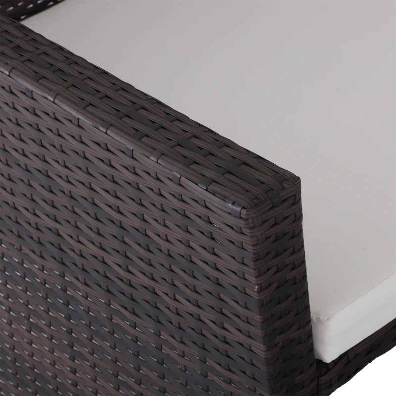 Outsunny® 2-ELEMENTOWA SOFA OGRODOWA Z DASZKIEM RATTANOWA MEBLE OGRODOWE TYPU LOUNGE 1 x PODNÓŻEK brązowa polirattan